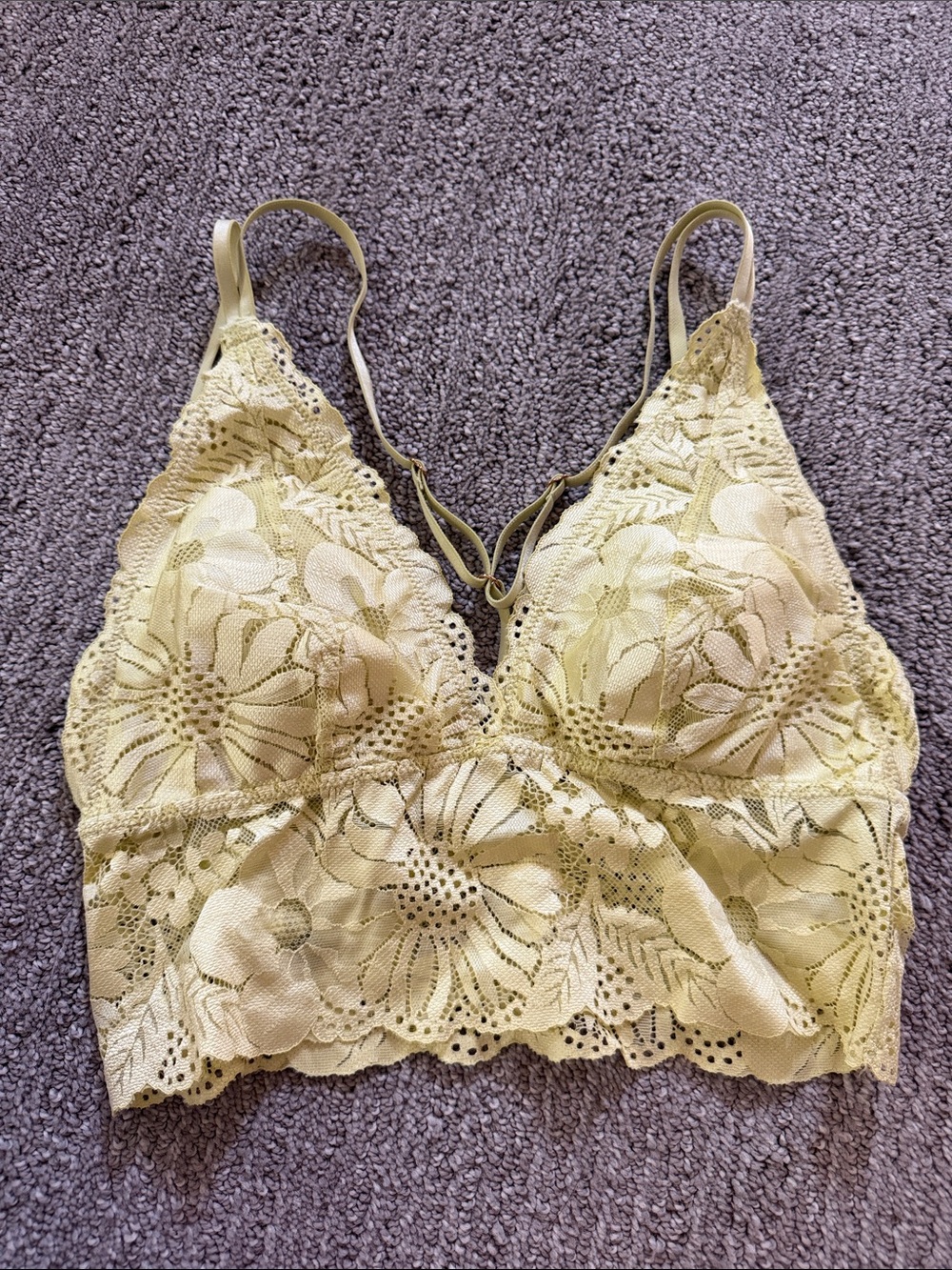 aerie yellow floral bralette - adjustable straps